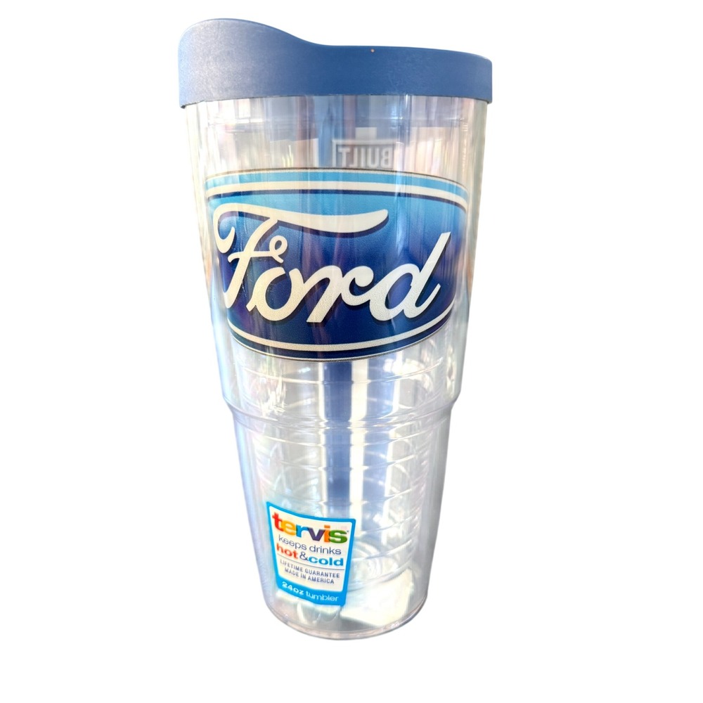 Tervis Ford Logo Built Ford Tough 24oz Insulated Tumbler with Lid Blue Clear